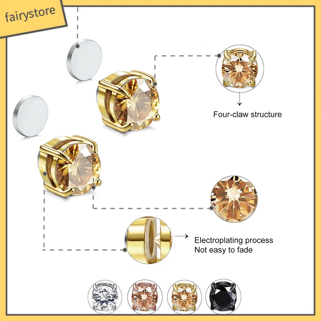 1 Khuyên Tai Dạng Kẹp Đính Đá Không Đau Thời Trang Cho Nữ