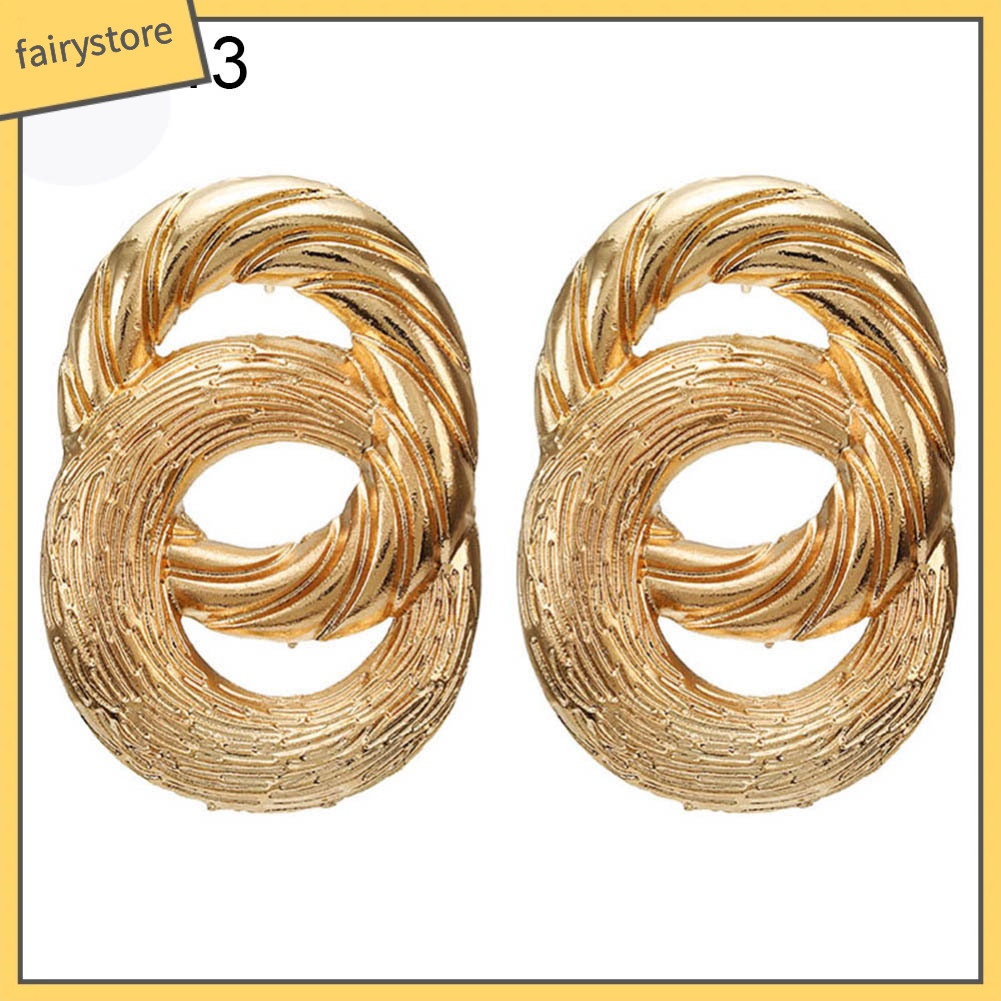 Bông Tai Dáng Dài Hình Tròn / Vuông Thời Trang Cho Nữ