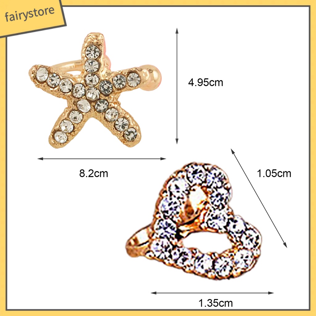 [FRO] 1 Bông Tai Kẹp Đính Kim Cương Giả Hình Sao Biển Tình Yêu Bằng Hợp Kim Quà Tặng Cuộc Sống Hàng Ngày