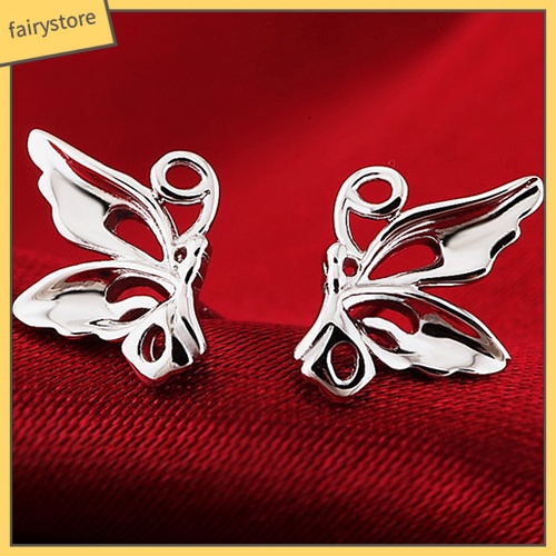 Bông Tai Mạ Bạc Hình Bướm Rỗng Cho Nữ