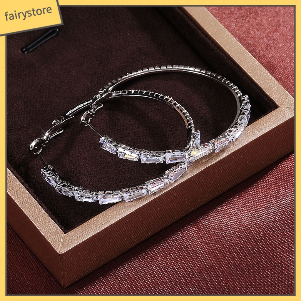 1 Đôi Bông Tai Tròn Đính Đá Lấp Lánh