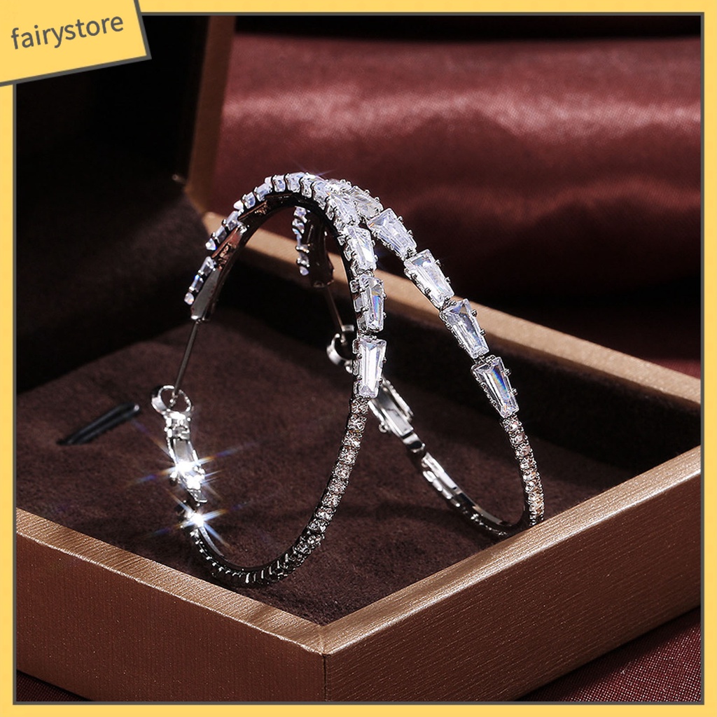 1 Đôi Bông Tai Tròn Đính Đá Lấp Lánh