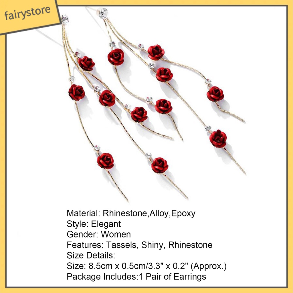 1 Đôi Bông Tai Hình Hoa Hồng Đính Đá Ngọt Ngào Dành Cho Nữ