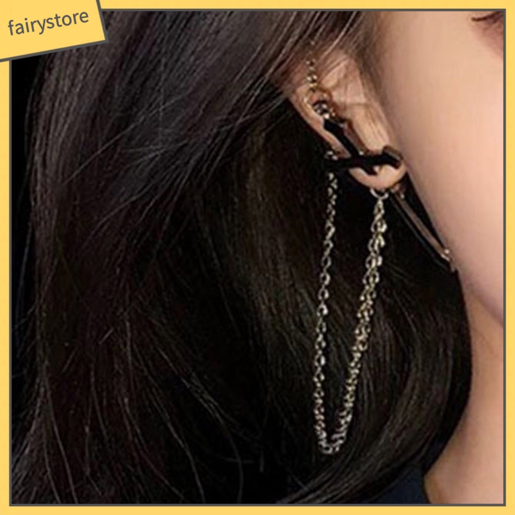 [FRO] 1 Khuyên Tai Chuỗi Xích Thiết Kế Chéo Không Gây Dị Ứng Trang Trí Hàng Ngày Cho Cuộc