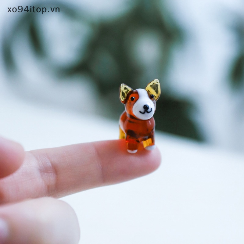 Xoitop Mô Hình Chú Chó Thủy Tinh Mini Nhiều Màu Dễ Thương Trang Trí Sân Vườn / Nhà Cửa / Xe Hơi