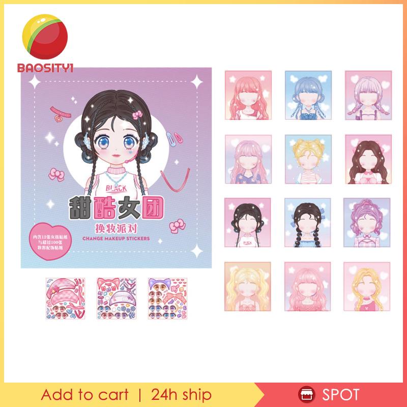 [Baosity1] Sách Dán Mặt Búp Bê Công Chúa Mặc Đồ Vui Nhộn Cho Bé Gái