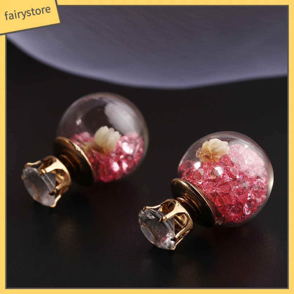 1 Đôi Bông Tai Hình Cầu Đính Hoa Ngọt Ngào Thoải Mái