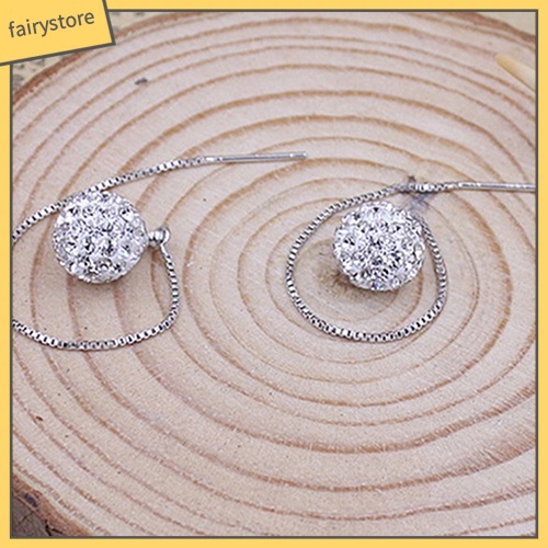 Bông Tai Mạ Bạc Dáng Dài Đính Đá Thời Trang Cho Nữ