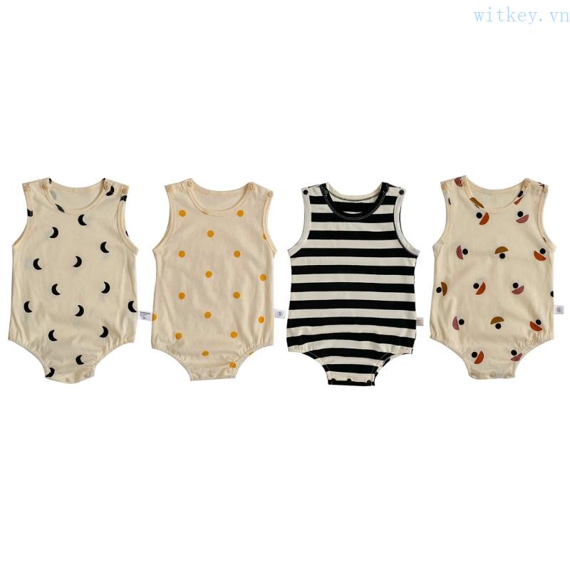 Bộ Áo Liền Quần Tam Giác Không Tay Thời Trang Mùa Hè Cho Bé Sơ Sinh 0-12 Tháng Tuổi