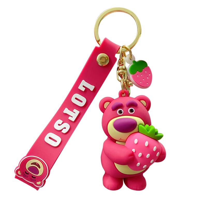 Móc Khóa Hình Chú Gấu Và Dâu Tây Hoạt Hình Đáng Yêu