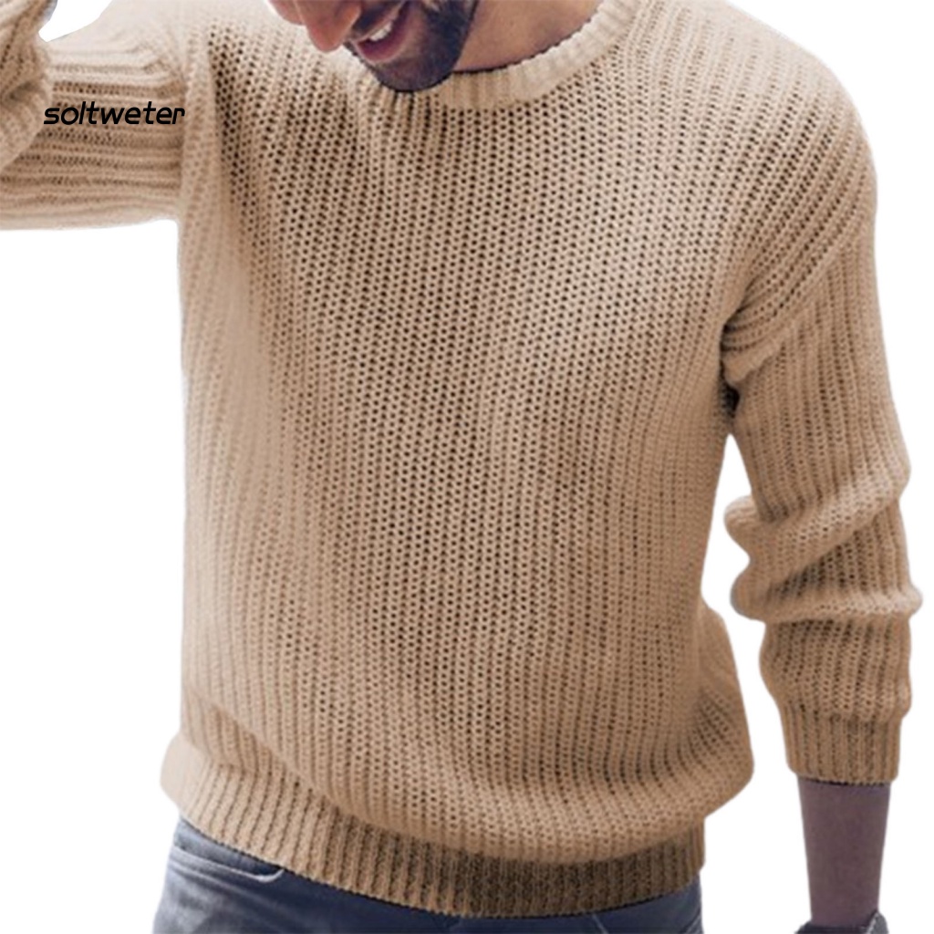 Áo Sweater Dệt Kim Cổ Tròn Màu Sắc Đơn Giản Cho Nam