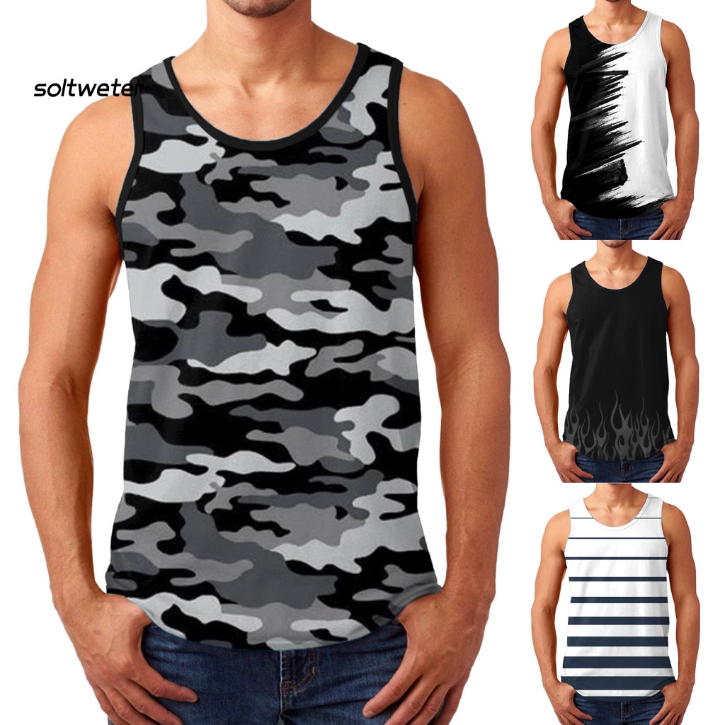 Áo Ba Lỗ Thể Thao Cổ Tròn Dáng Rộng Nhiều Màu Sắc Gợi Cảm Cho Nam