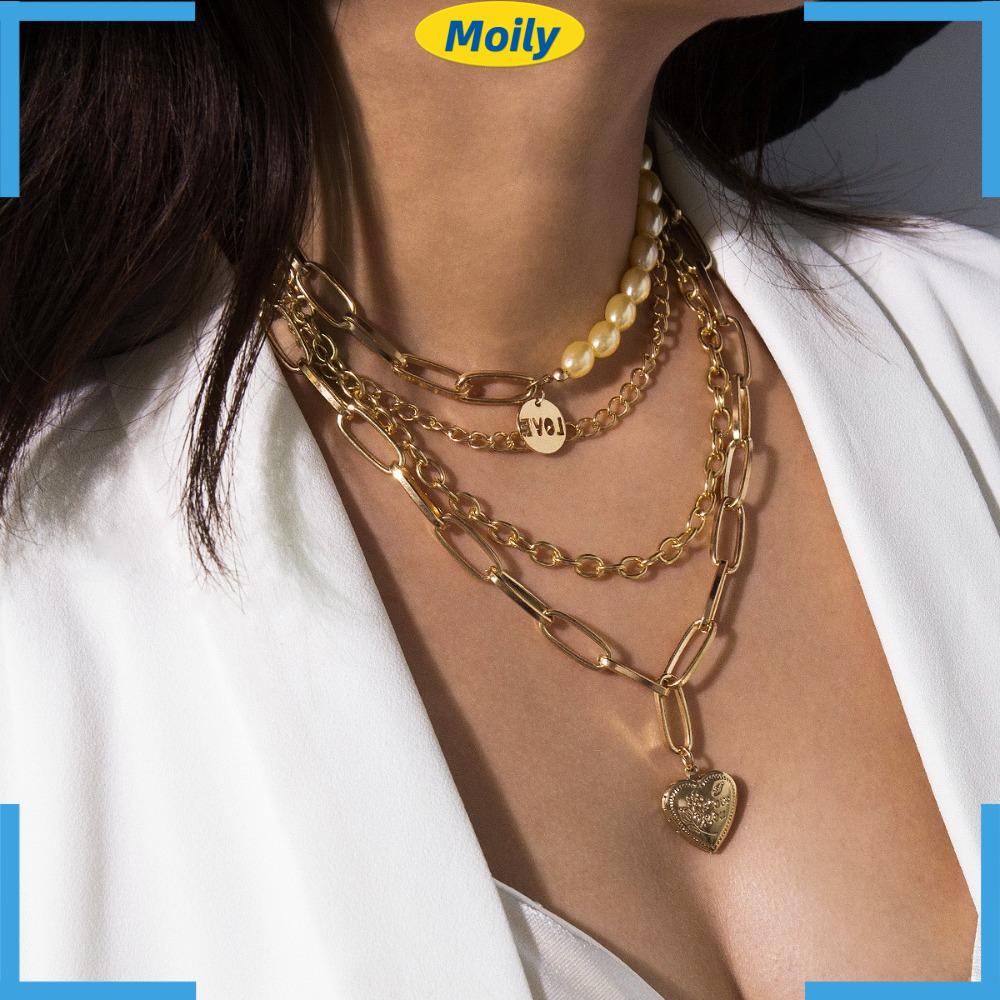 MOILYVN Vòng Cổ Choker Nhiều Lớp Thiết Kế Độc Đáo Phong Cách Retro