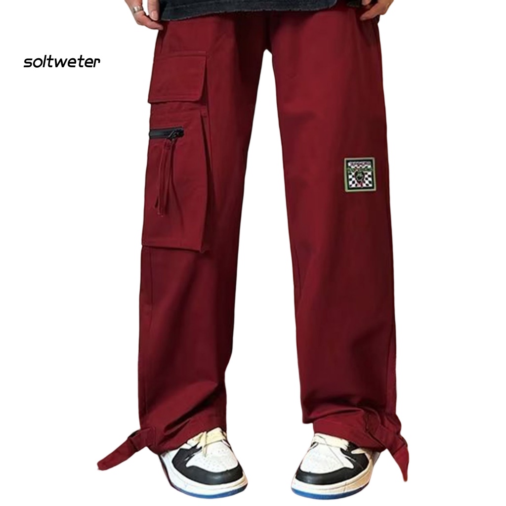 Quần Baggy Dáng Suông Nhiều Túi Màu Trơn Phong Cách Hip Hop Đường Phố Cho Nam