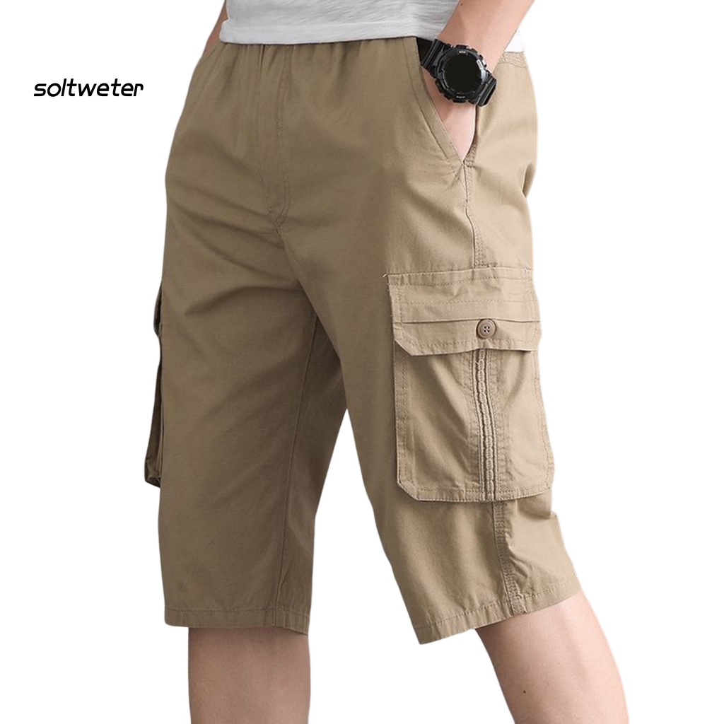 Quần Short Lưng Thun Ống Suông Mềm Mại Thoáng Khí Phối Dây Rút Thời Trang Mùa Hè Cho Nam