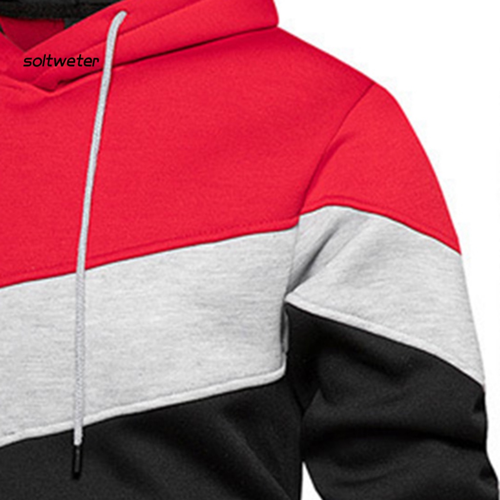 Set Áo Hoodie Dài Tay + Quần Dài Lưng Thun Phối Màu Sắc Thời Trang Đường Phố Cho Nam