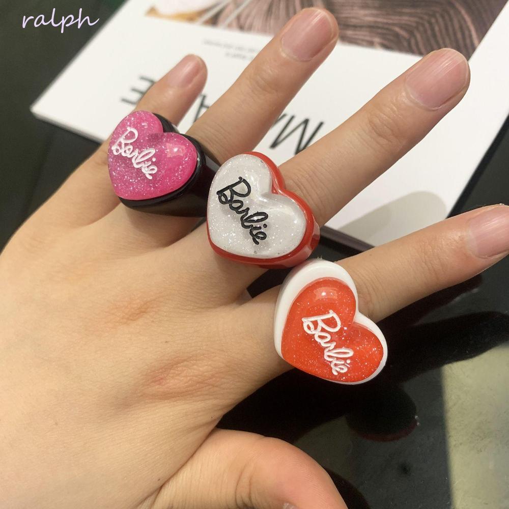 Nhẫn Nhựa Resin In Họa Tiết Hoạt Hình Phong Cách Hàn Quốc Thời Trang Cho Nữ