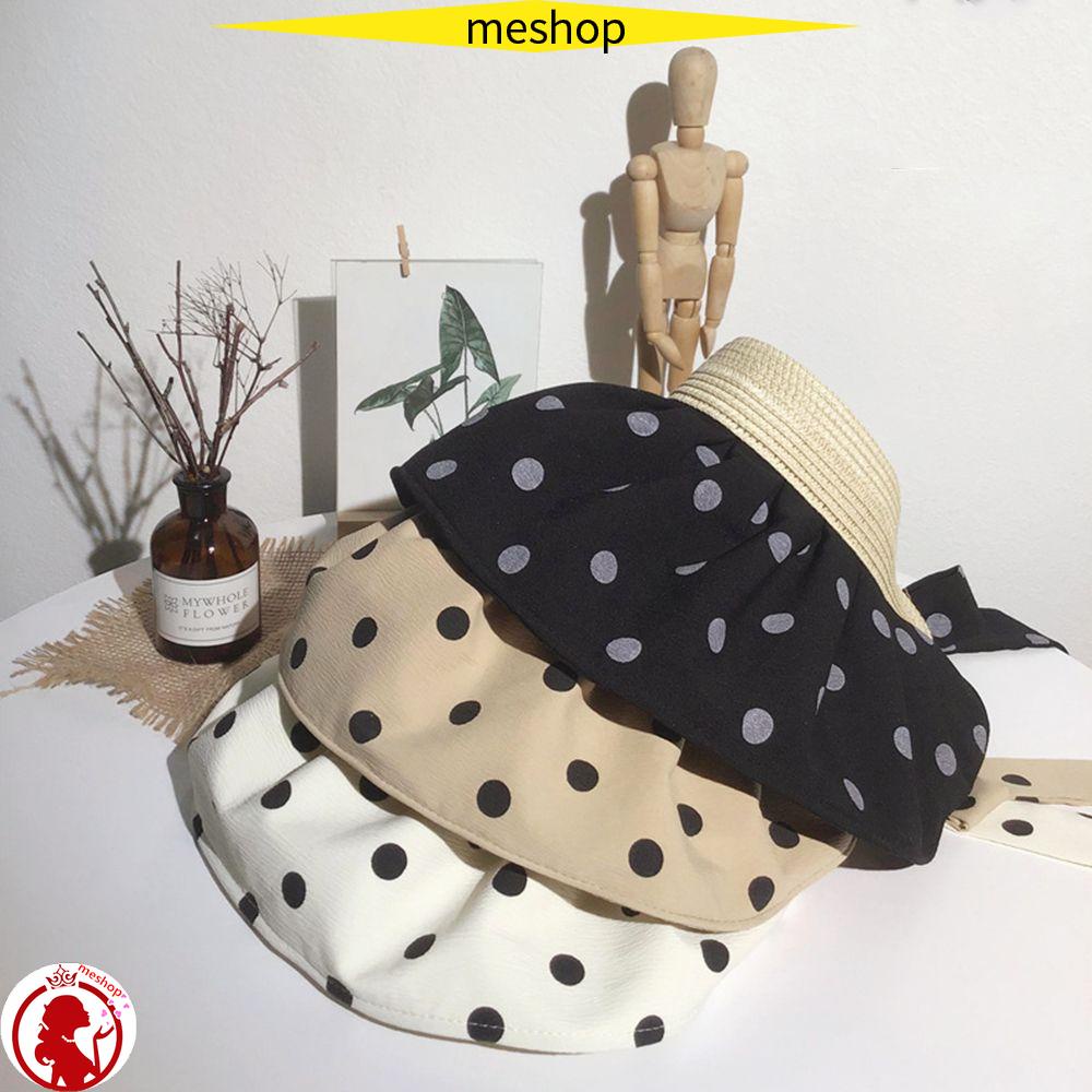 Mũ Rộng Vành Chống Nắng Tia UV Họa Tiết Chấm Bi Có Thể Gập Lại