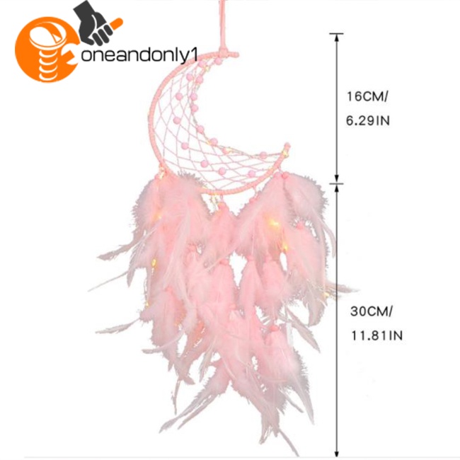 Dream Catcher Lông Vũ Kèm Đèn Treo Trang Trí