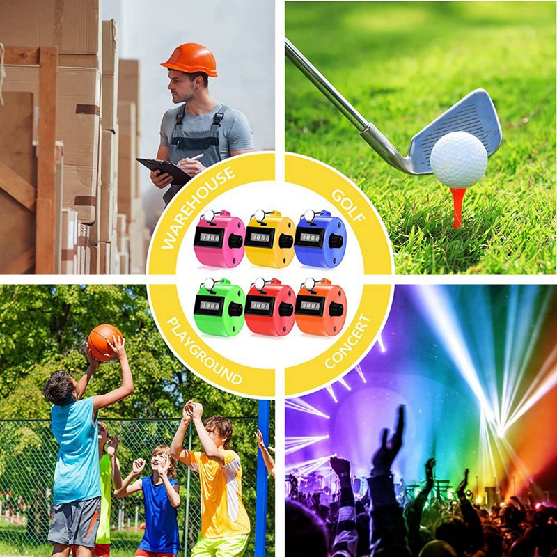 Set 6 Dụng Cụ Đếm Cầm Tay 4 Chữ Số Nhiều Màu Sắc Kèm Nhẫn Kim Loại