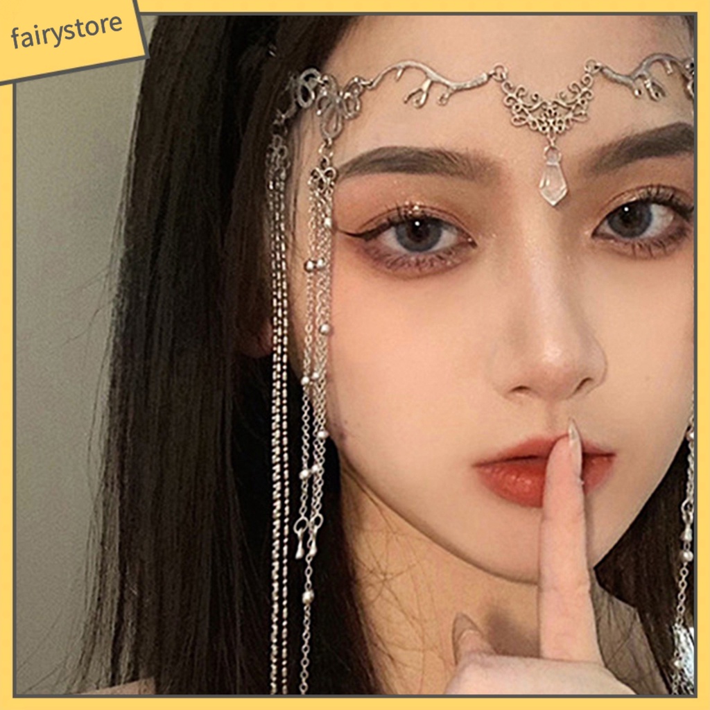 Cài Tóc Chuỗi Hạt Phối Tua Rua Phong Cách Cổ Điển Thanh Lịch Dành Cho Nữ