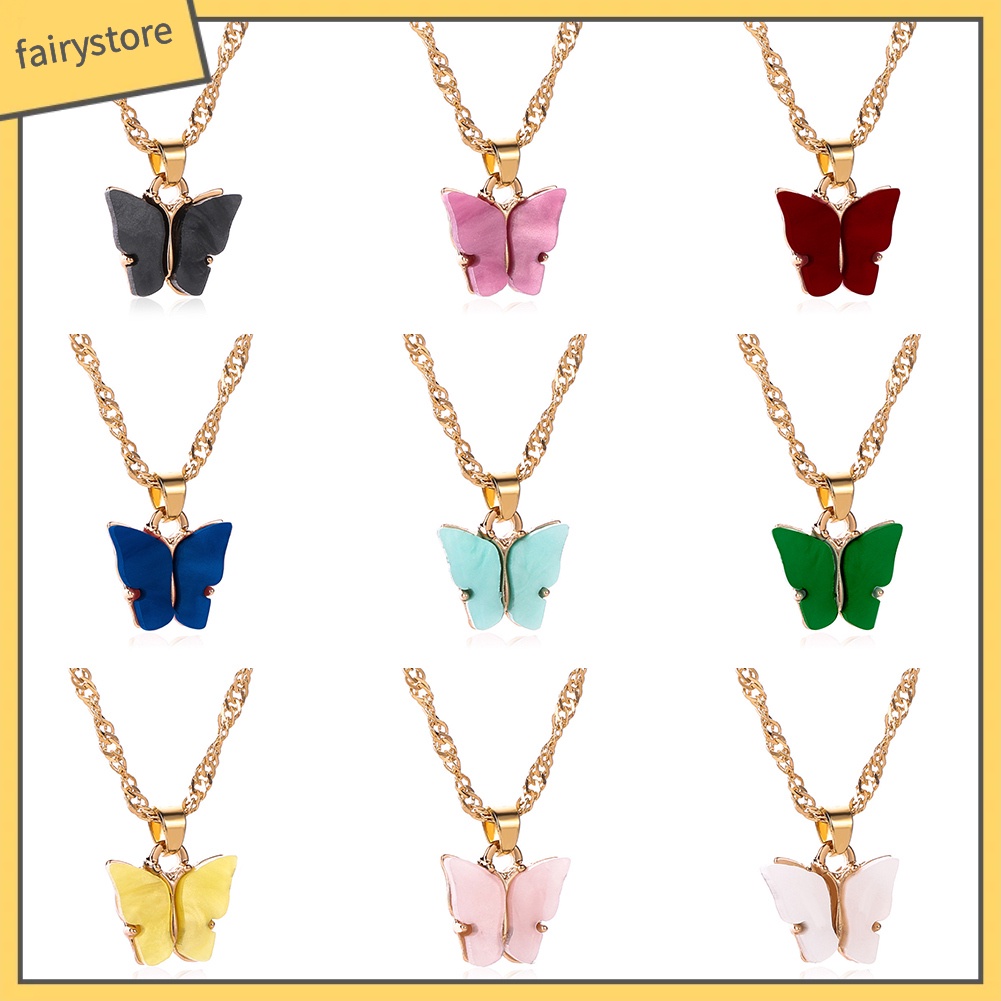 Vòng cổ Mặt Hình Bướm Bằng Acrylic Màu Sắc Ngọt Ngào Cho Nữ