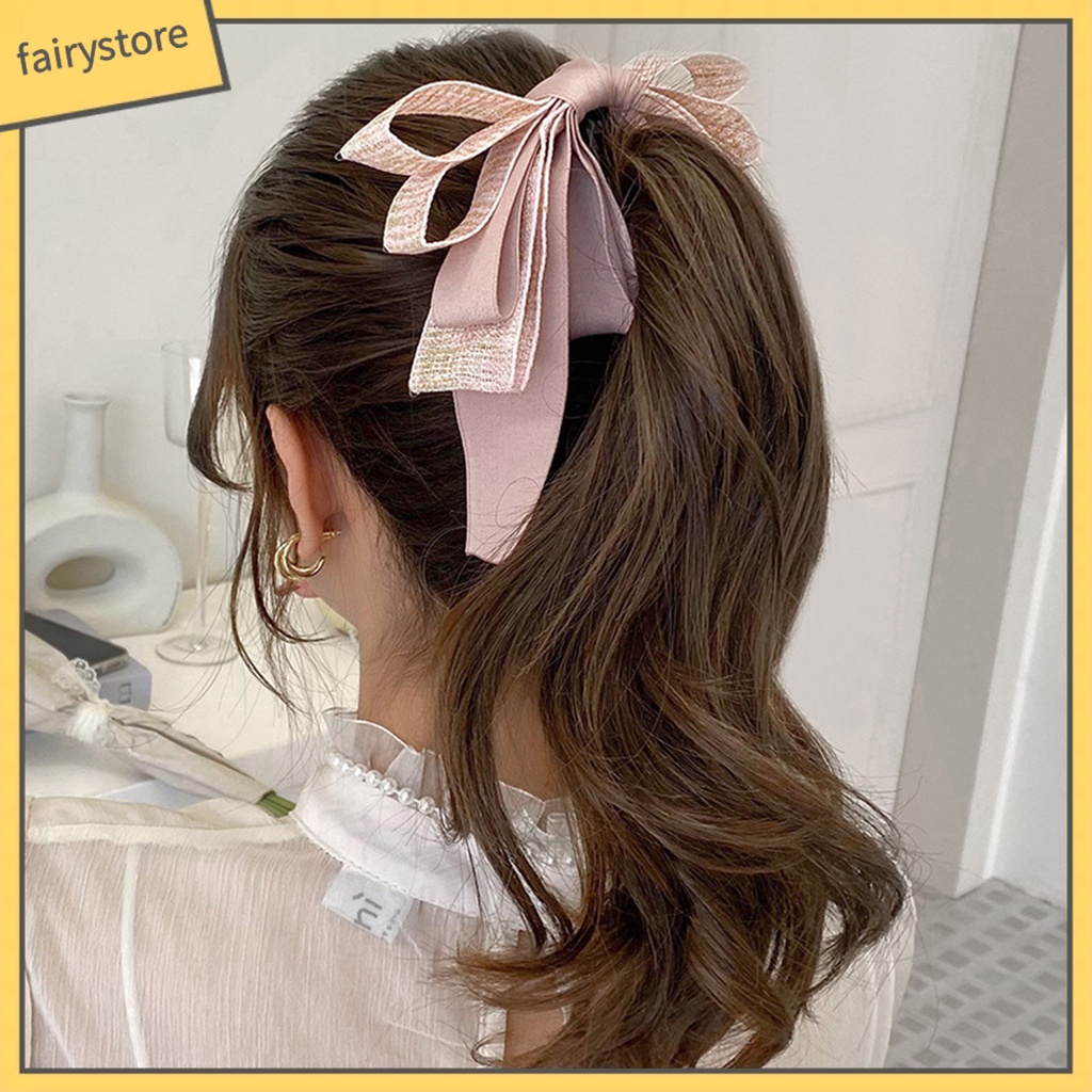 [FRO] Kẹp Tóc Dạng Dọc Đính Nơ Lớn Tinh Tế Thủ Công Không Dễ Rơi Cho Nữ