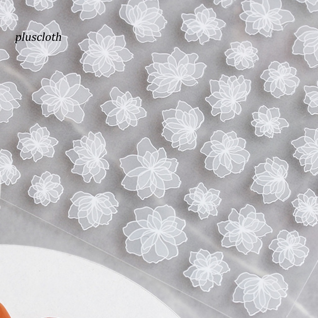 Miếng Dán Trang Trí Móng Tay Hình Hoa Màu Trắng Trong Mờ Dành Cho Nữ