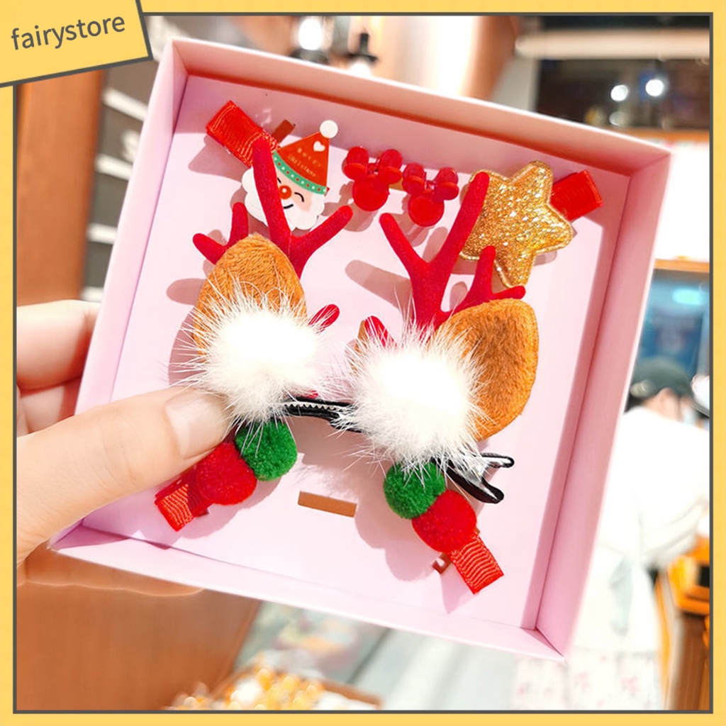 1 Bộ Kẹp Tóc Hình Sừng Hươu Giáng Sinh Bằng Vải Thoải Mái