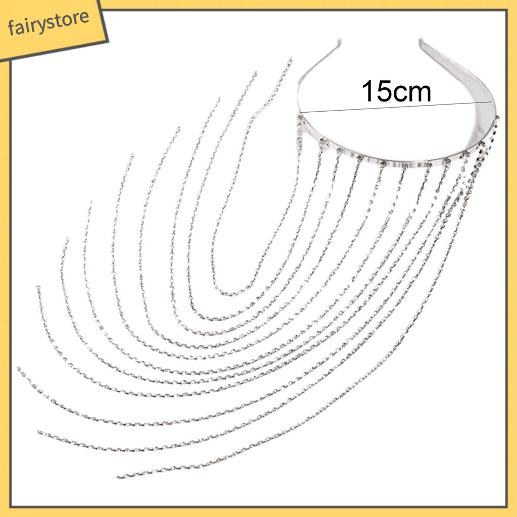 Băng Đô Cài Tóc Đính Đá Phối Tua Rua Bắt Mắt Tinh Tế Cho Nữ