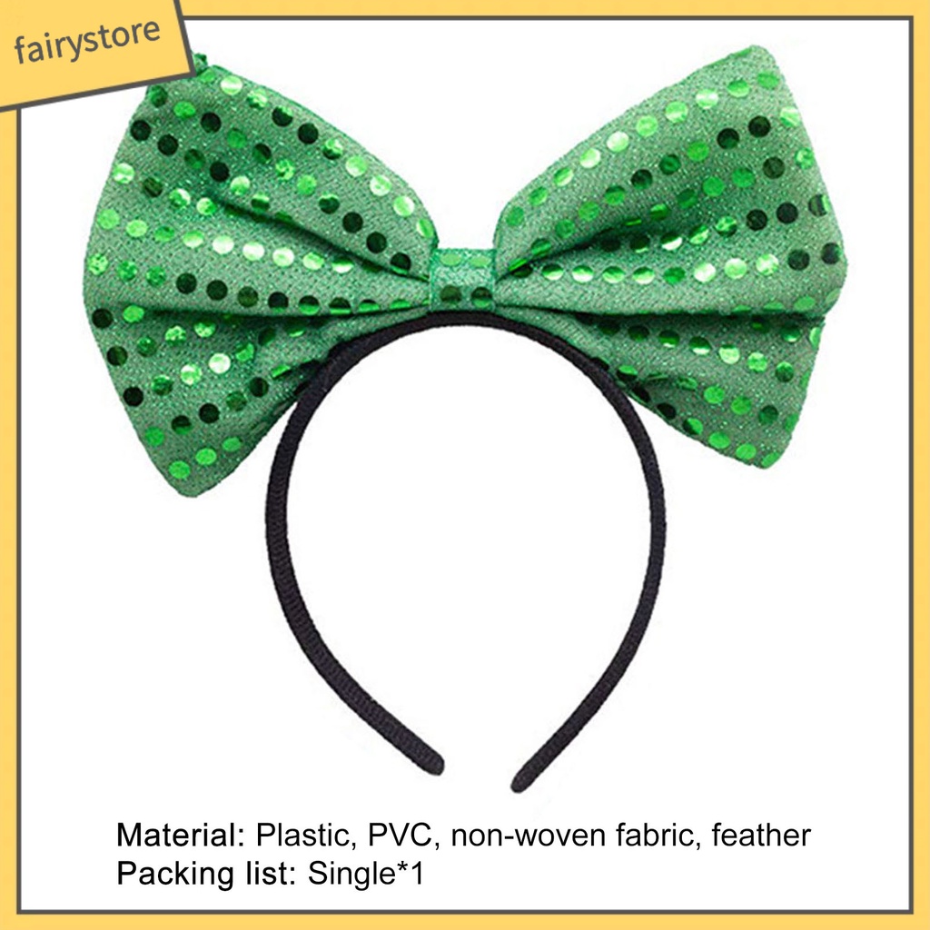 Băng Đô Cài Tóc Hình Nón Đính Nơ Lấp Lánh Cho Ngày Thánh Patricks