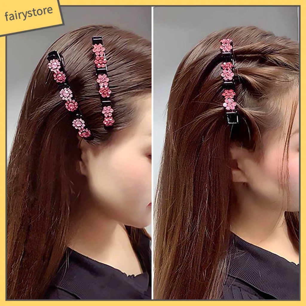 [FRO] Kẹp Tóc Mái Đôi Trang Trí Hoa Đính Đá Sáng Bóng Thanh Lịch Chống Rơi Phong Cách Hàn Quốc