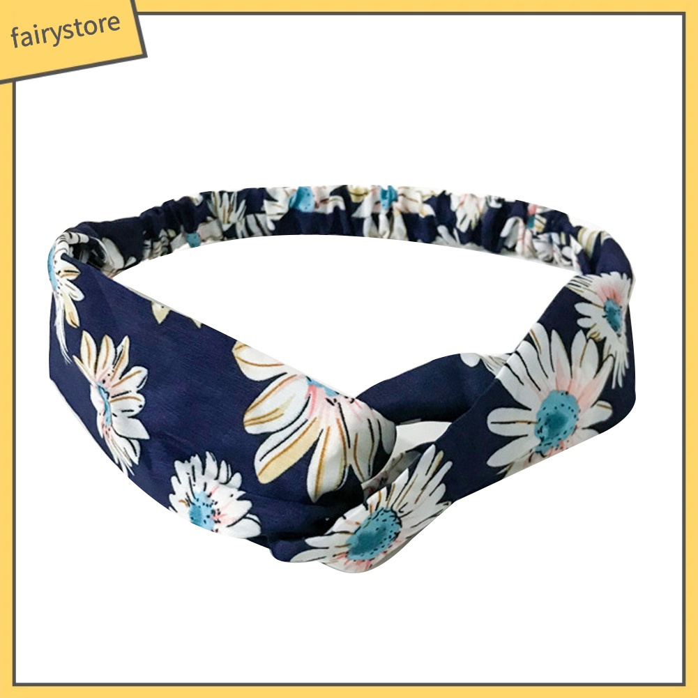 Băng Đô Thắt Nút Co Giãn In Họa Tiết Hoa Xinh Xắn Thời Trang Cho Nữ