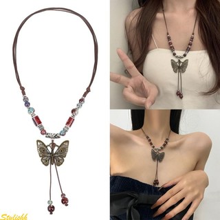 Vòng cổ Mặt Hình Bướm Bằng Gốm Phong Cách Vintage Thanh Lịch