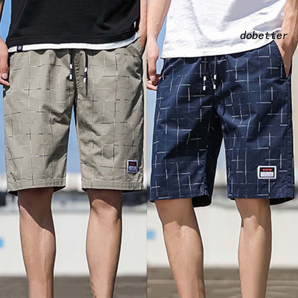 [DO] Quần Short Túi Hộp Dáng Rộng Dây Rút Sọc Caro Chống Co Giãn Mặc Hàng Ngày Nhanh Khô Đi Biển Chạy Bộ