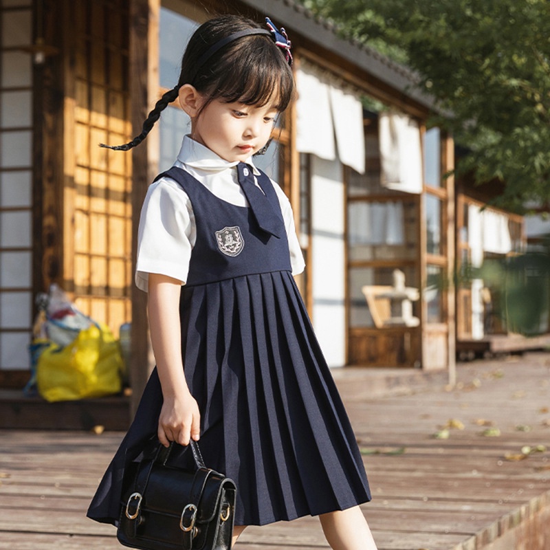 Bộ Áo Sơ Mi Tay Dài Và Váy Yếm Phong Cách Mới Dành Cho Trẻ Em