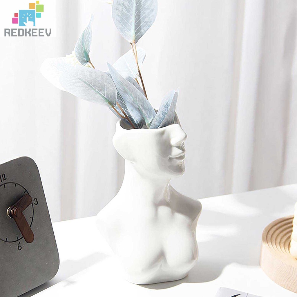 Bình Hoa Bằng Sứ Hình Cô Gái Thủ Công Nghệ Thuật Dùng Trang Trí