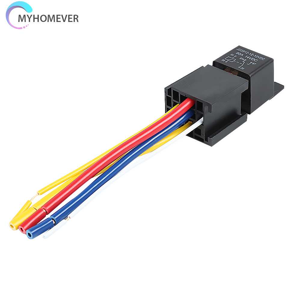 Rơ Le Ô Tô JD2912 12V DC 80A 5 Pin Với Ổ Cắm 5 Dây