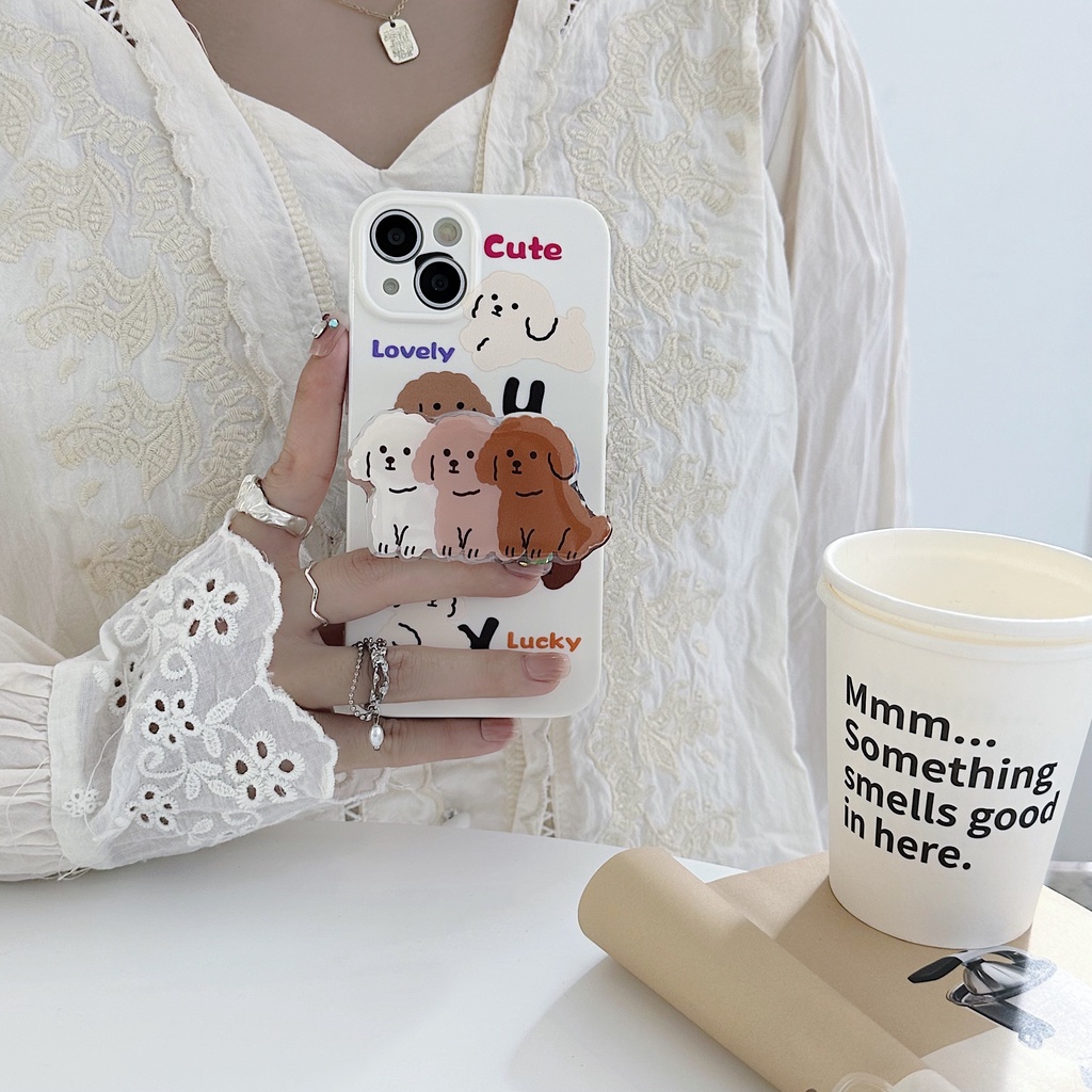 Ốp Điện Thoại TPU Dẻo Họa Tiết Hoạt Hình Chú Chó Phong Cách Hàn Quốc Cho iPhone 13 12 11 Pro Max 14 Plus