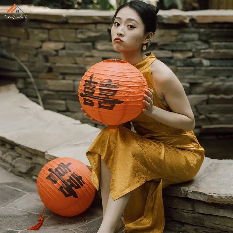 Lồng Đèn Giấy Siêu Nhẹ 7.9 / 11.8in Phong Cách Trung Hoa Đơn Giản Có Thể Tái Sử Dụng Kèm Khung Hỗ Trợ Trang Trí Tiệc