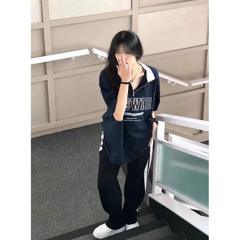 COZOK Áo polo Ngắn Tay Dáng Rộng Thời Trang retro Cá Tính