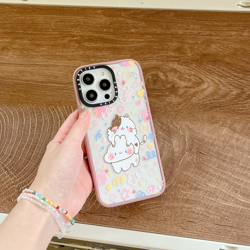 Ốp Điện Thoại Cứng Hình Thỏ / Mèo Hoạt Hình Cho iPhone 11 12 13 14 Pro Max