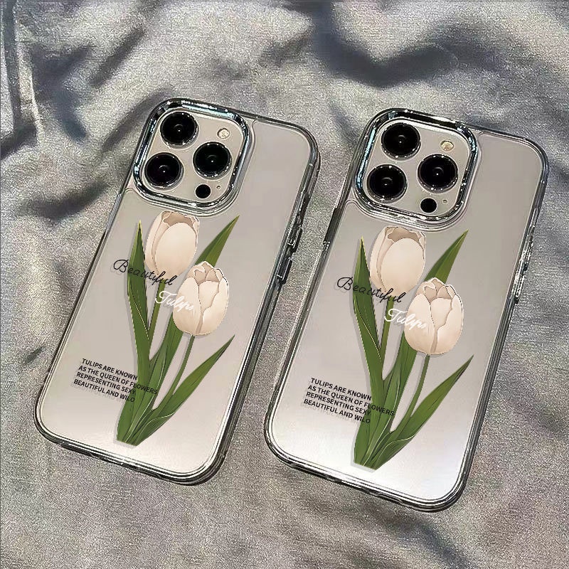 ✅Ốp Điện Thoại Mềm Chống Sốc Họa Tiết Hoa Tulip Cho Iphone 8 / 14Pro max 713 11 12Plus UW5S