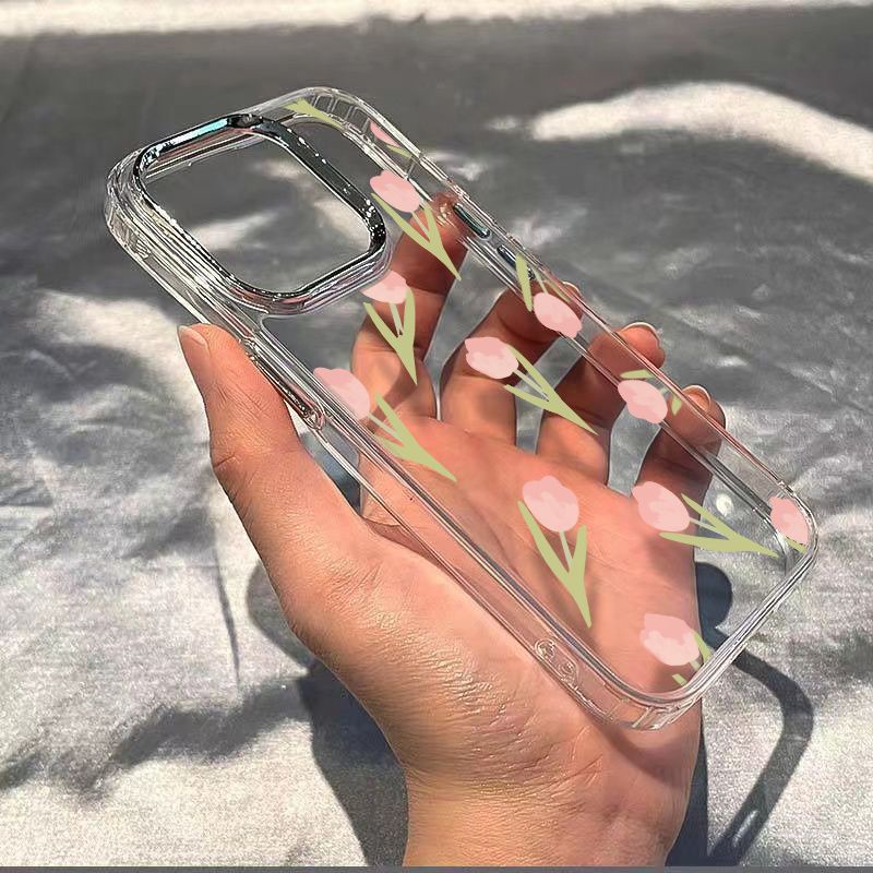 ✅Ốp Điện Thoại Mềm Chống Sốc Họa Tiết Hoa Tulip / Đơn Giản Cho Iphone 13 14pro 11 7 7In maxplus8iPhone12