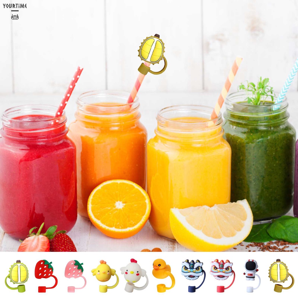 Ống Hút Silicon Tái Sử Dụng Họa Tiết Hoạt Hình 5-10mm