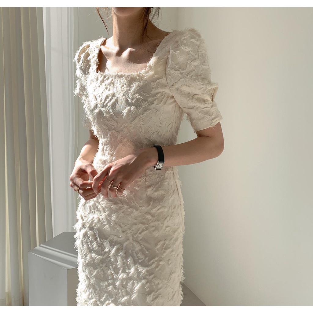 Đầm Hai Dây Mỏng Nhẹ Phối Tua Rua Phong Cách Hàn Quốc Cổ Điển Thời Trang Xuân Hè Cho Nữ