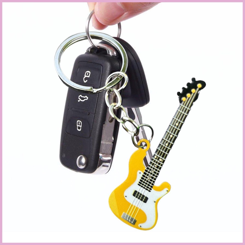 Móc Khóa Hình Đàn Ghita Bằng Thép Không Gỉ