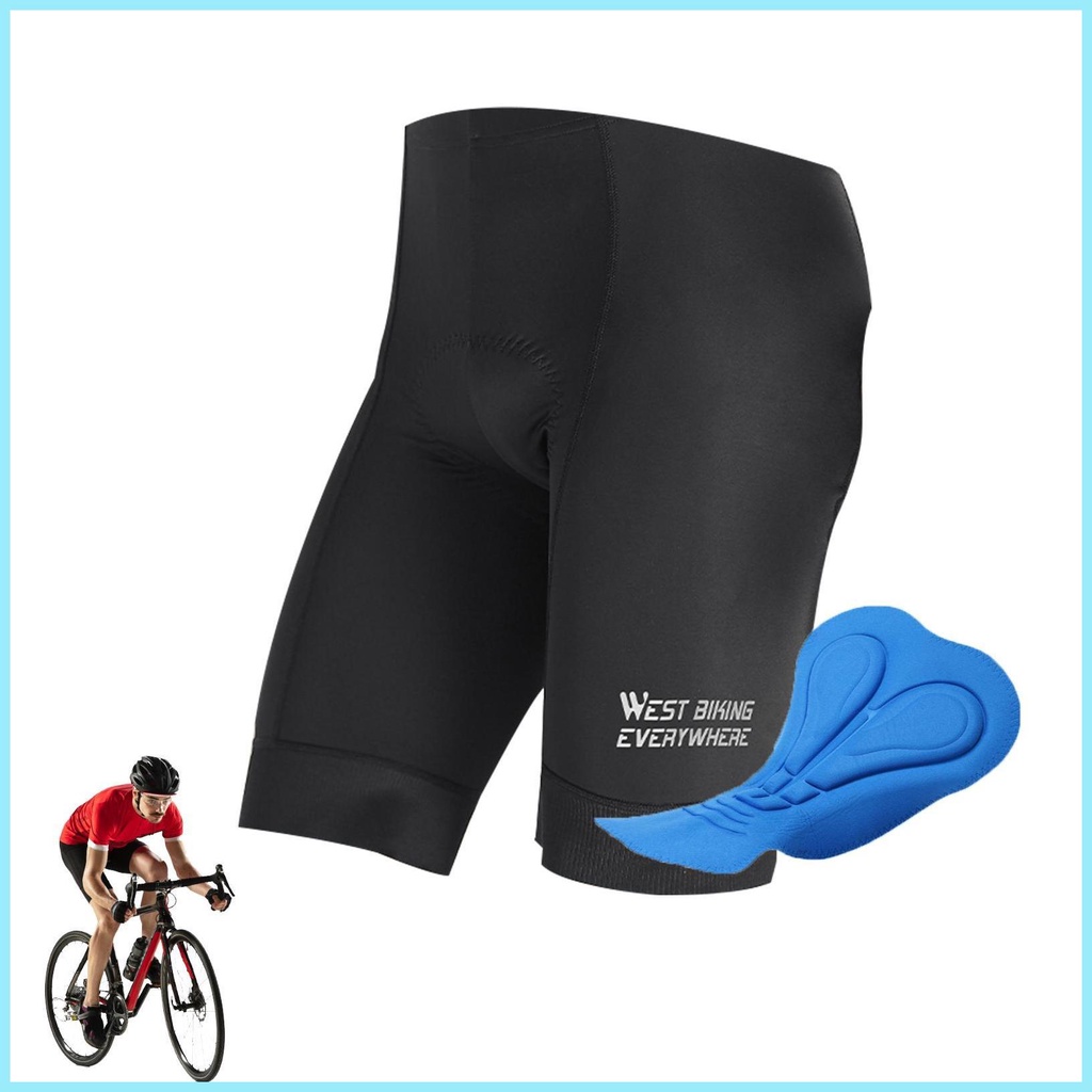 Quần Short Đạp Xe Màu Đen Phản Quang Nhanh Khô Co Giãn Chống Trượt Họa Tiết 3D Cho Nam