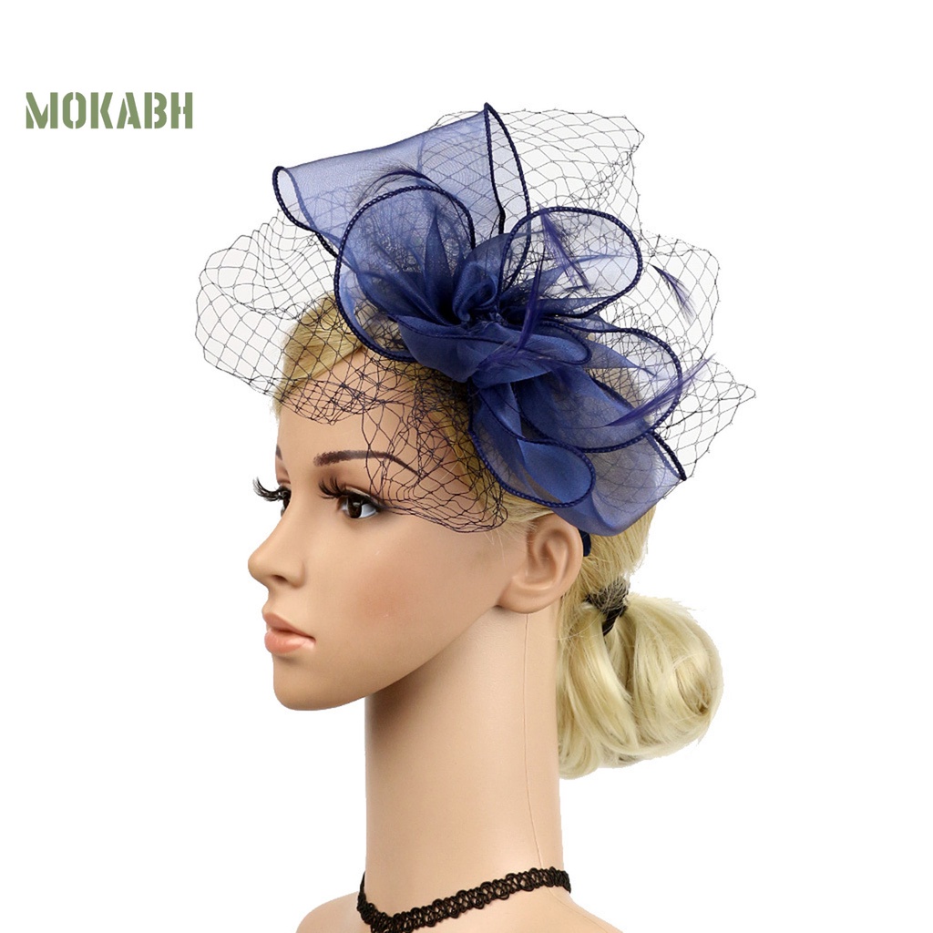 [Mok Abh] Mũ Lưới Thắt Nơ Phong Cách Hoàng Gia Cổ Điển Dùng Để Trang Trí Trình Diễn Đám Cưới