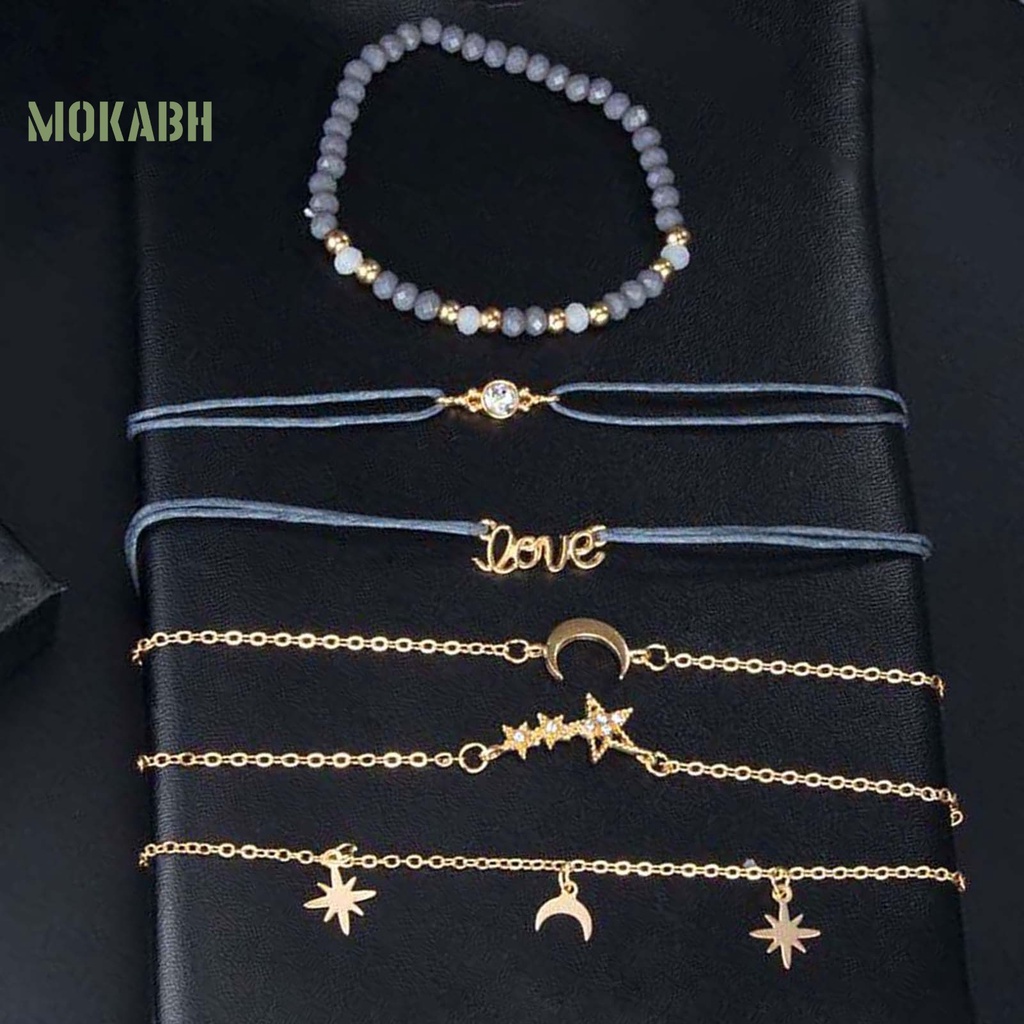 [Mok Abh] Set 6 Vòng Đeo Tay Bằng Hợp Kim Tinh Tế Quyến Rũ